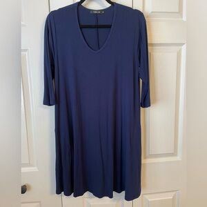 Yala Deep Navy V-Neck Dress